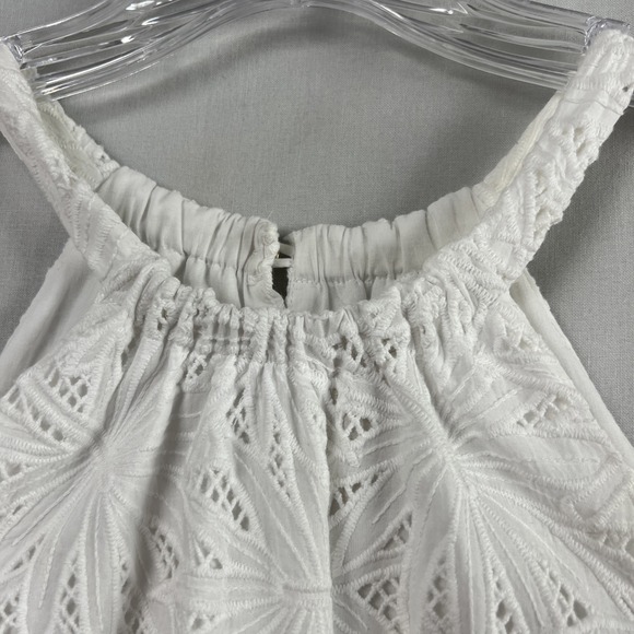 Michael Kors Dress Womens 10 Halter Eyelet White Tiered Belted Beach Coastal - Picture 4 of 16